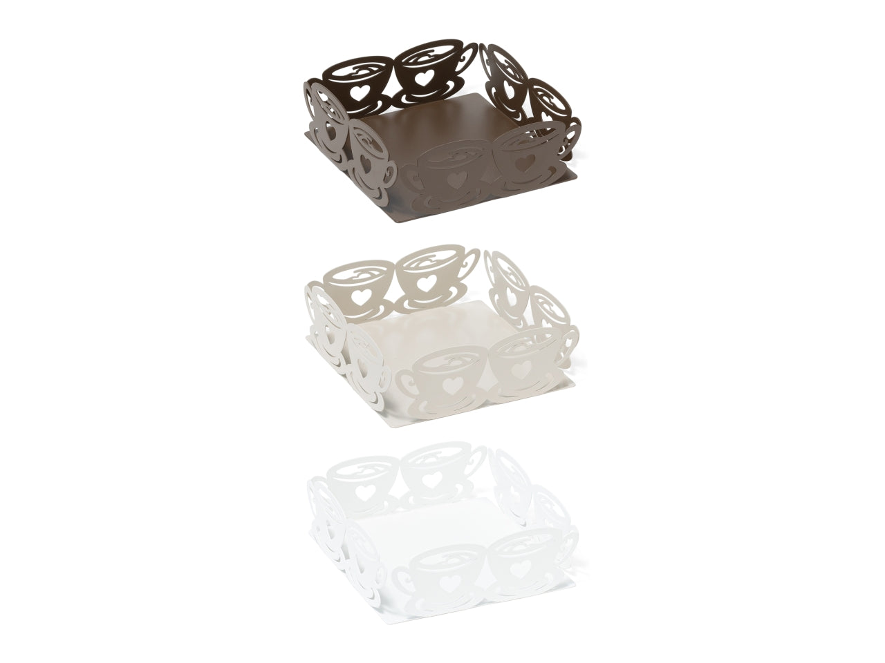 Portatovaglioli in metallo tzzina caffè 17x17xh.5cm, colori assortiti