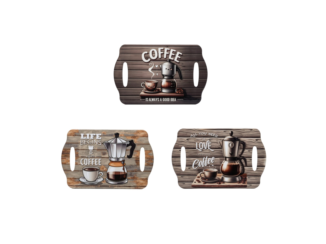 Vassoio "coffee time" in ceramica 28x18cm, fantasie assortite