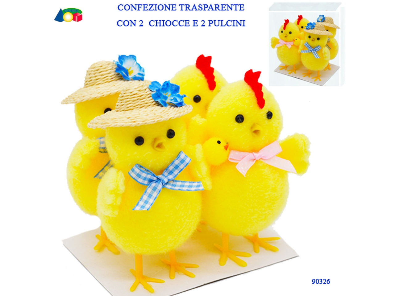 Chioccia con pulcini in confezione da 2 pezzi