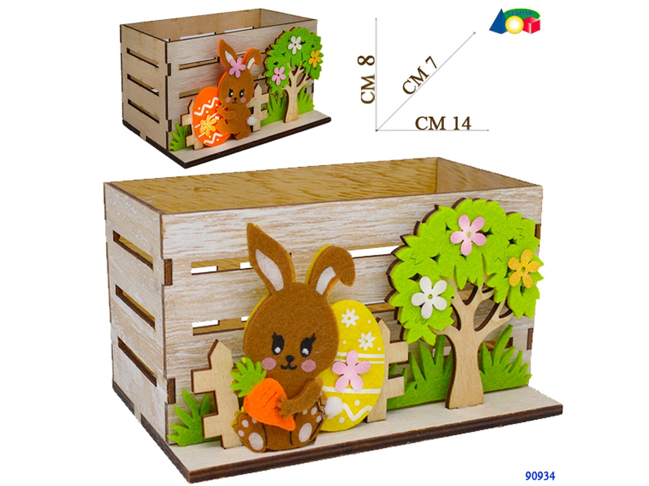 Cassettina legno con applicazione pasquale in feltro