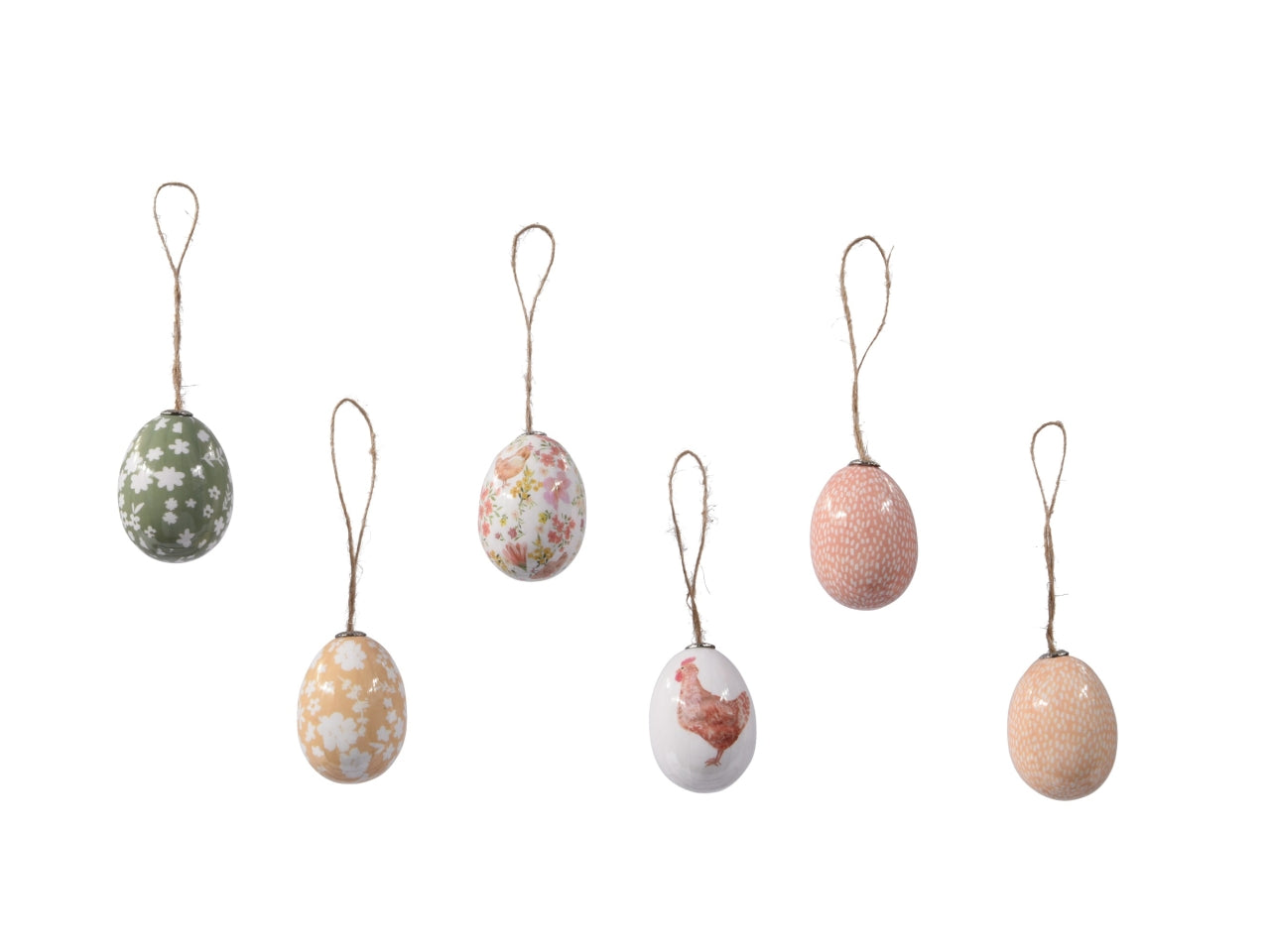 Appendino uova 6 pezzi 6 assortiti d.4xh.6cm