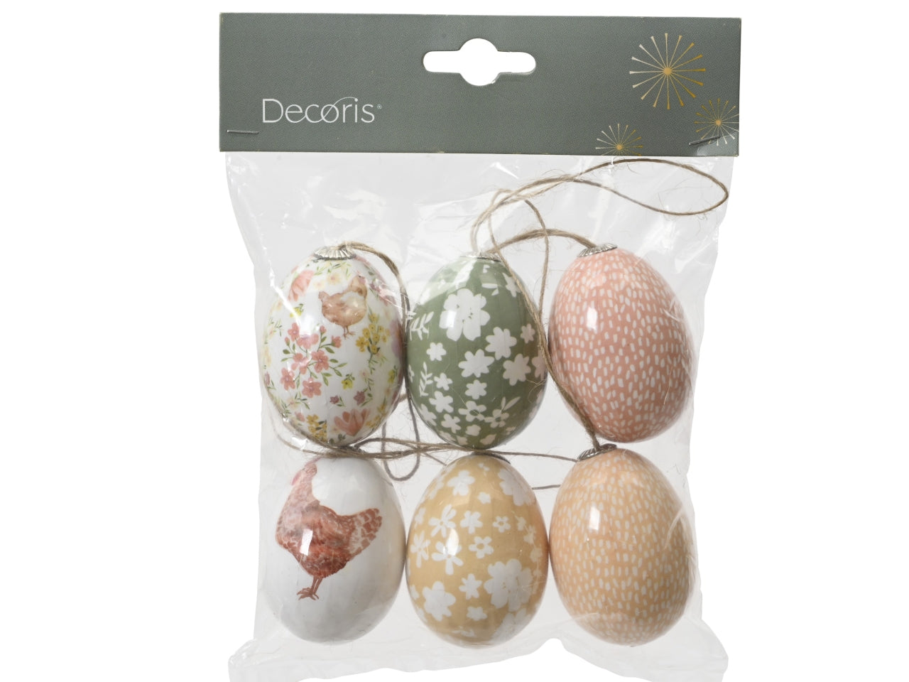 Appendino uova 6 pezzi 6 assortiti d.4xh.6cm