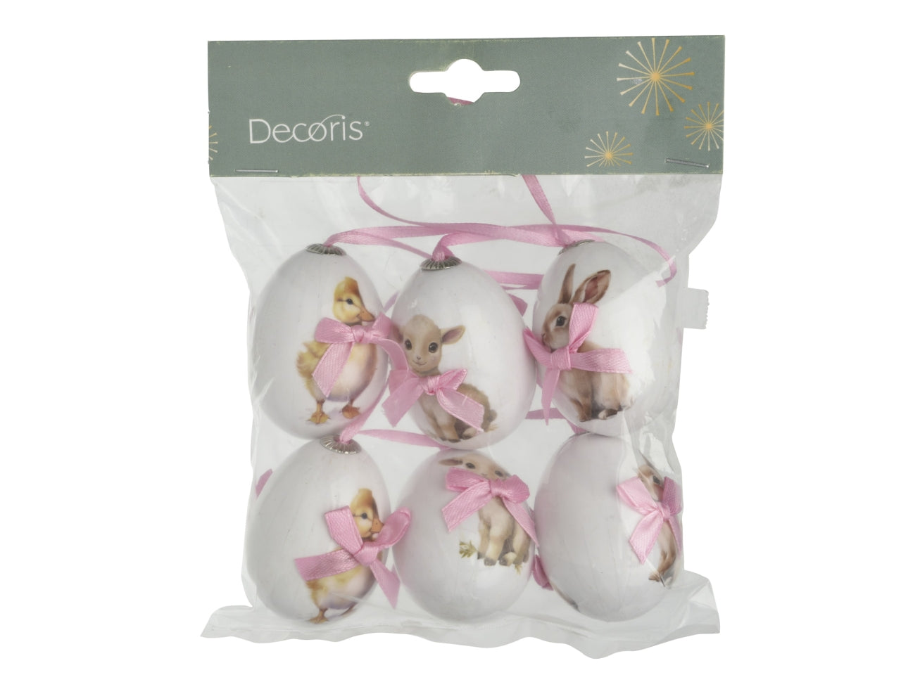 Appendino uova 6 pezzi 3 assortiti d.4xh.6cm