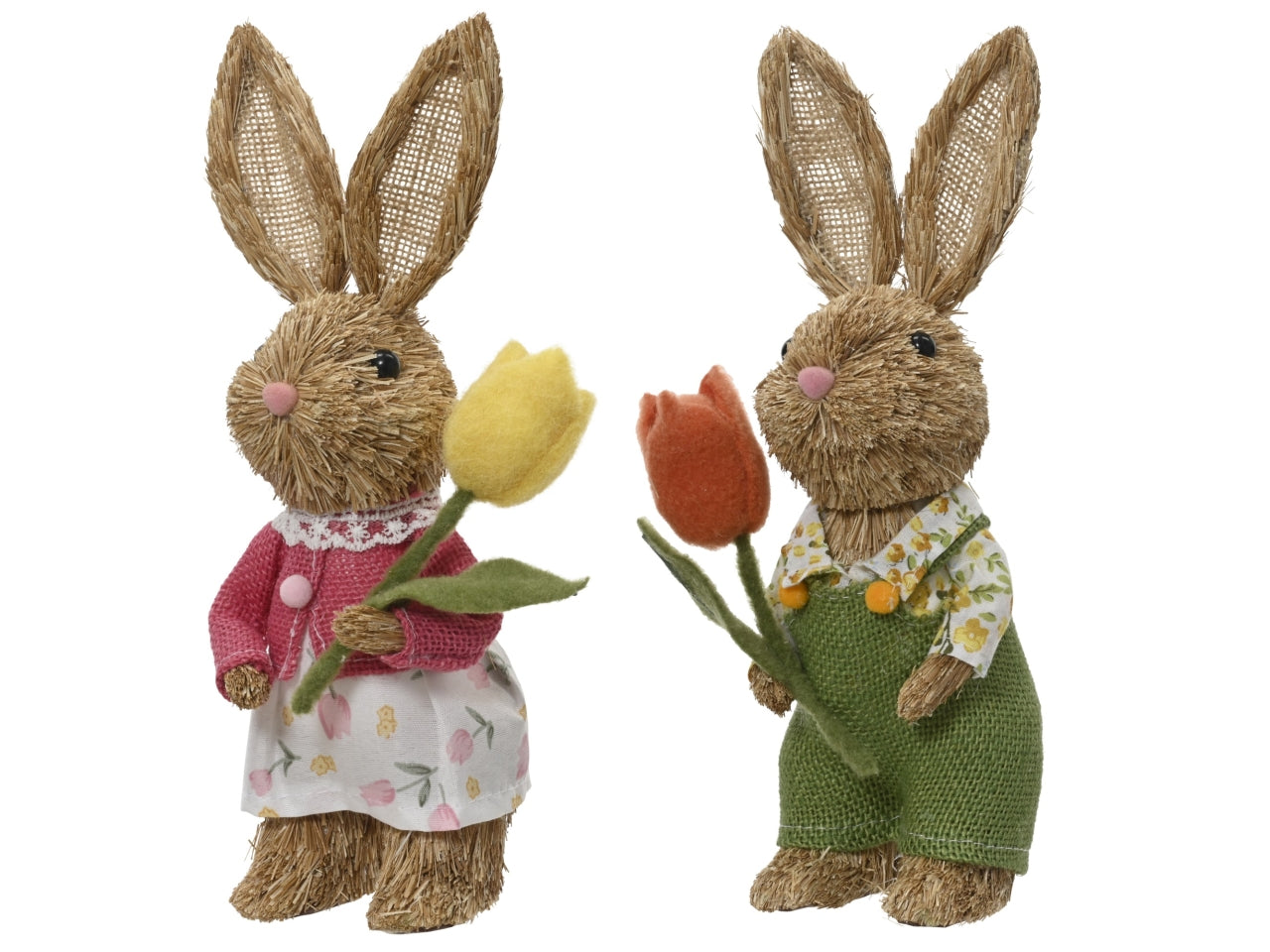 Coniglio c/tulipano 2 assortiti 12x10xh.27 cm