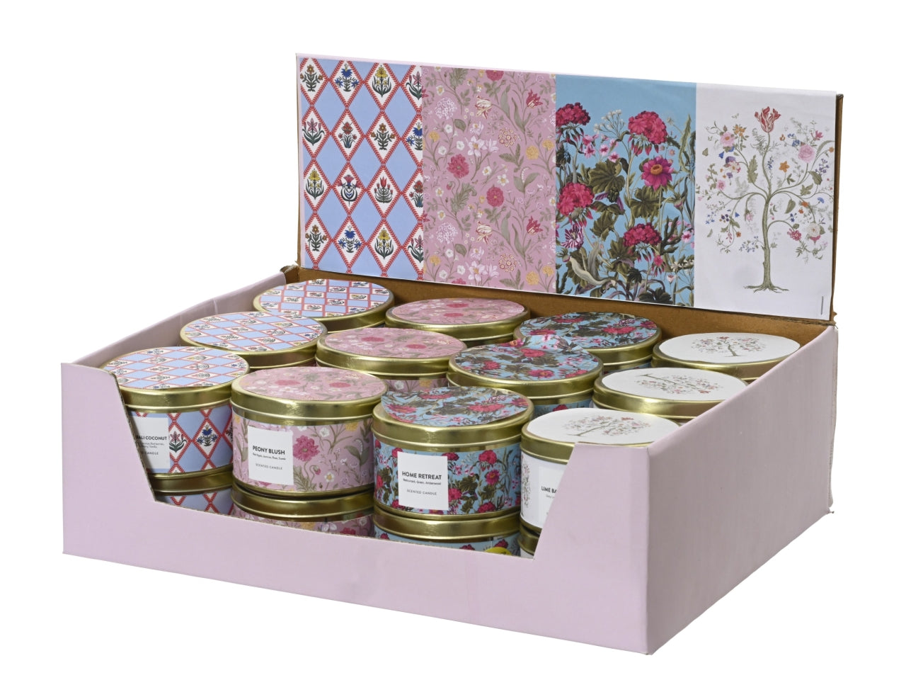 Box candela 4 assortiti d.7.8xh.4.5cm