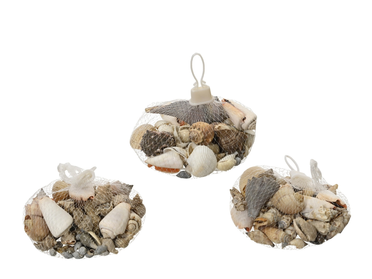 Sacchetto conchiglie 3 assortiti 14x14xh.8cm