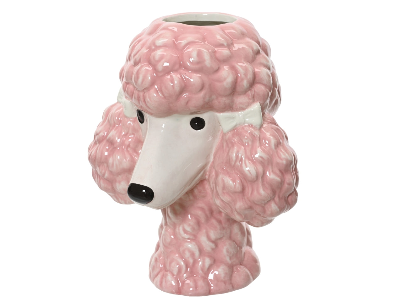 Vaso in dolomite barboncino rosa 17.6x15.6xh.20.7cm