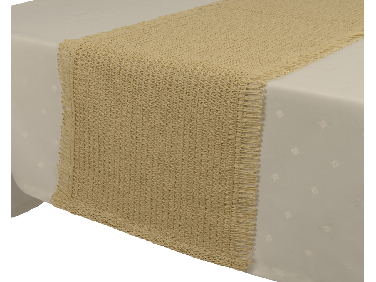 Runner corda con frange 2 assortiti 140x35xh.0.3cm