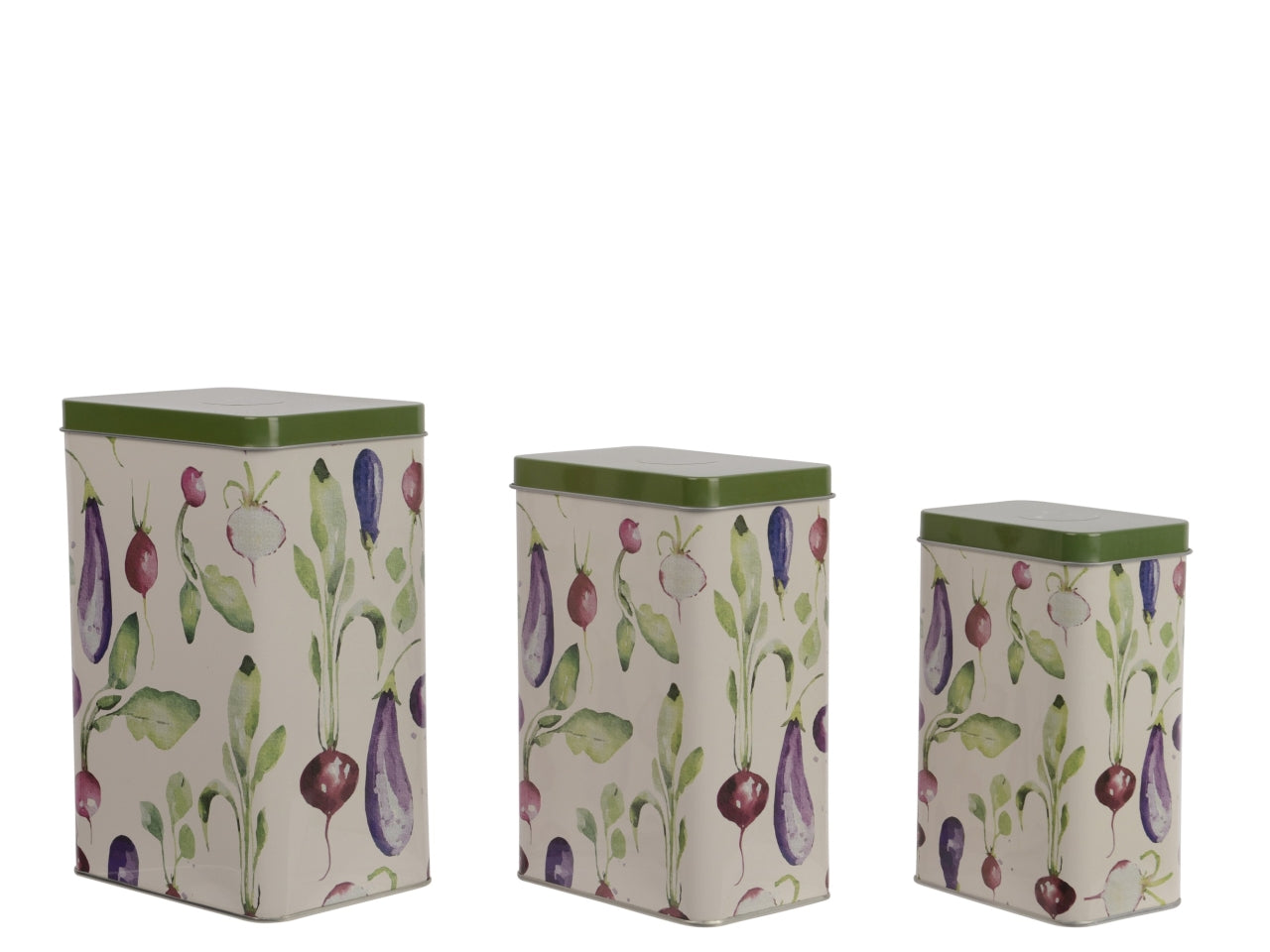 Set 3 barattoli metallo verdi 8.6x12.1xh.18.5cm