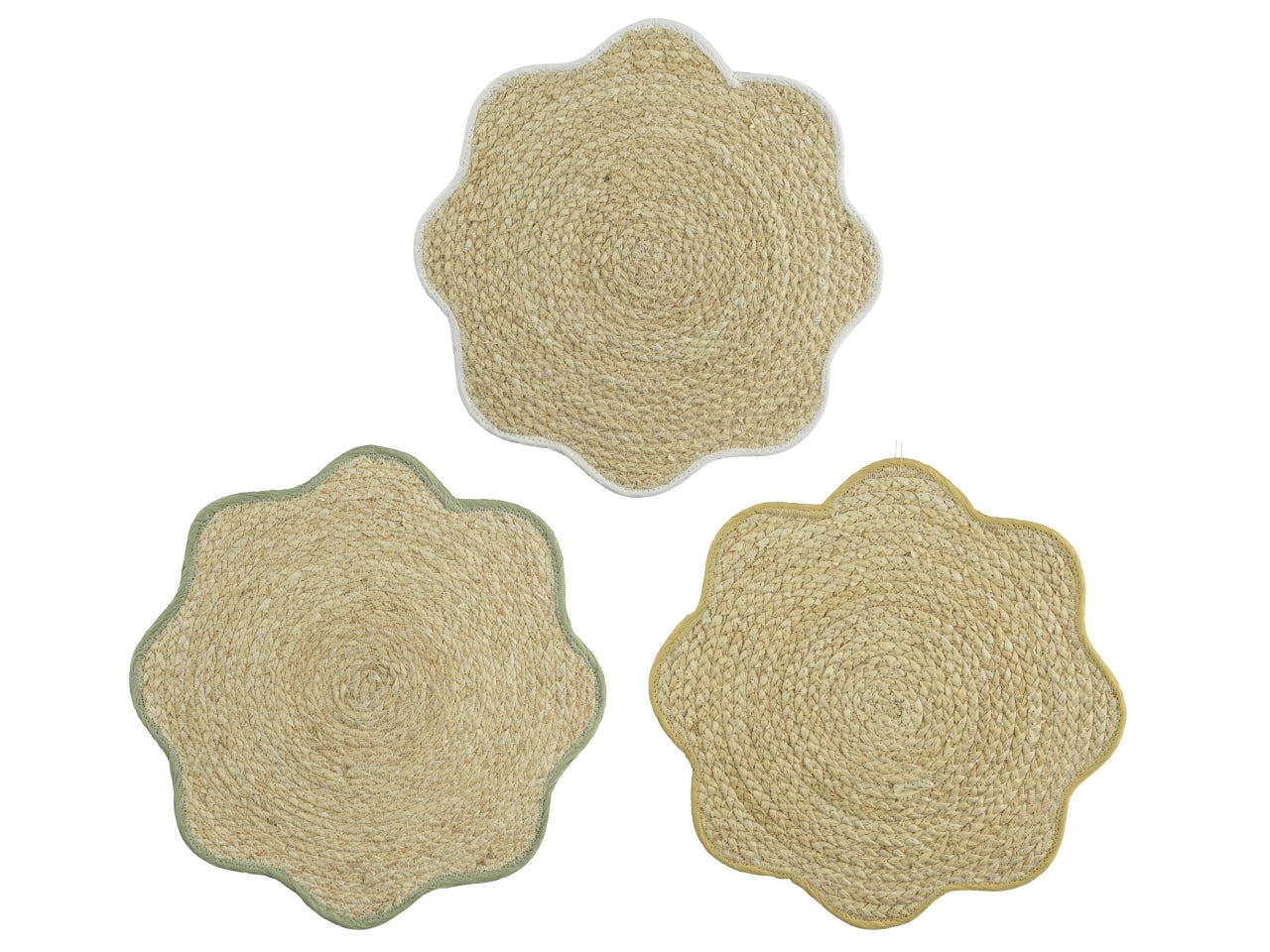 Tovaglietta corda fiore 3 assortiti d.38xh.0.3cm