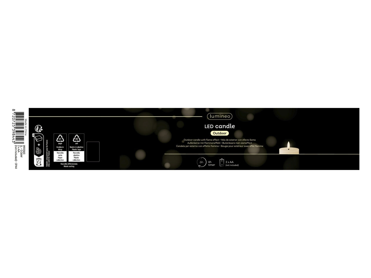 Candela led verde d.8.5xh.11.5cm