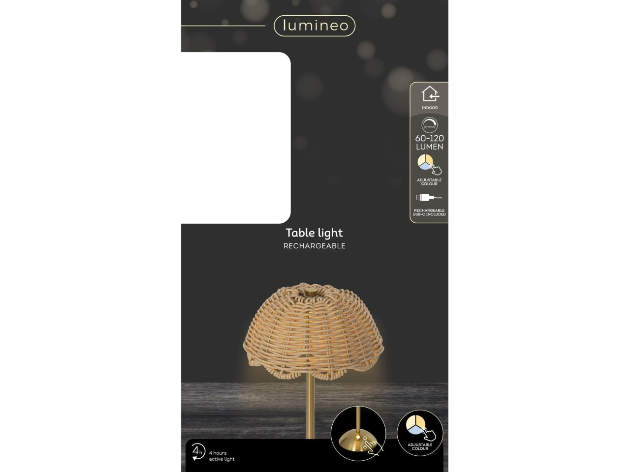 Lampada da tavolo c/led beige d.17.5xh.30cm