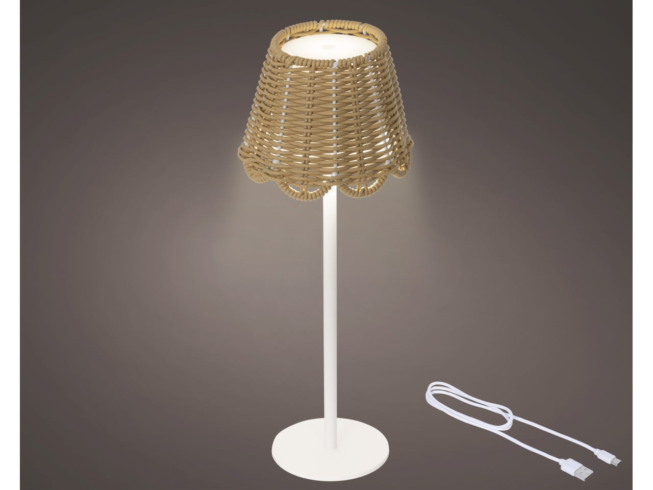 Lampada da tavolo c/led beige d.12.5xh.39cm