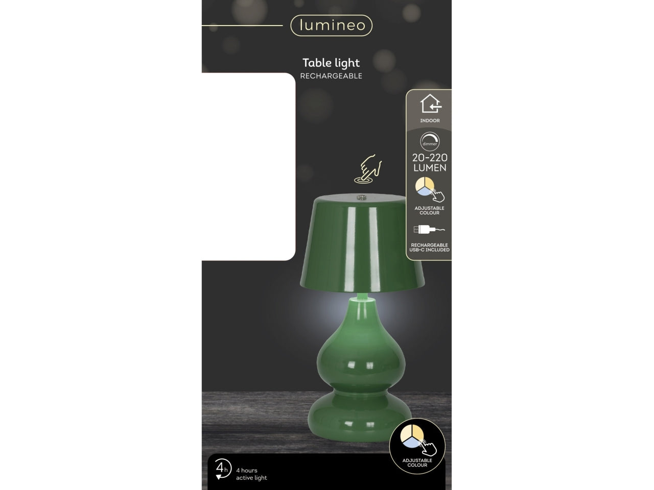 Lampada da tavolo c/led verde d.13xh.26cm