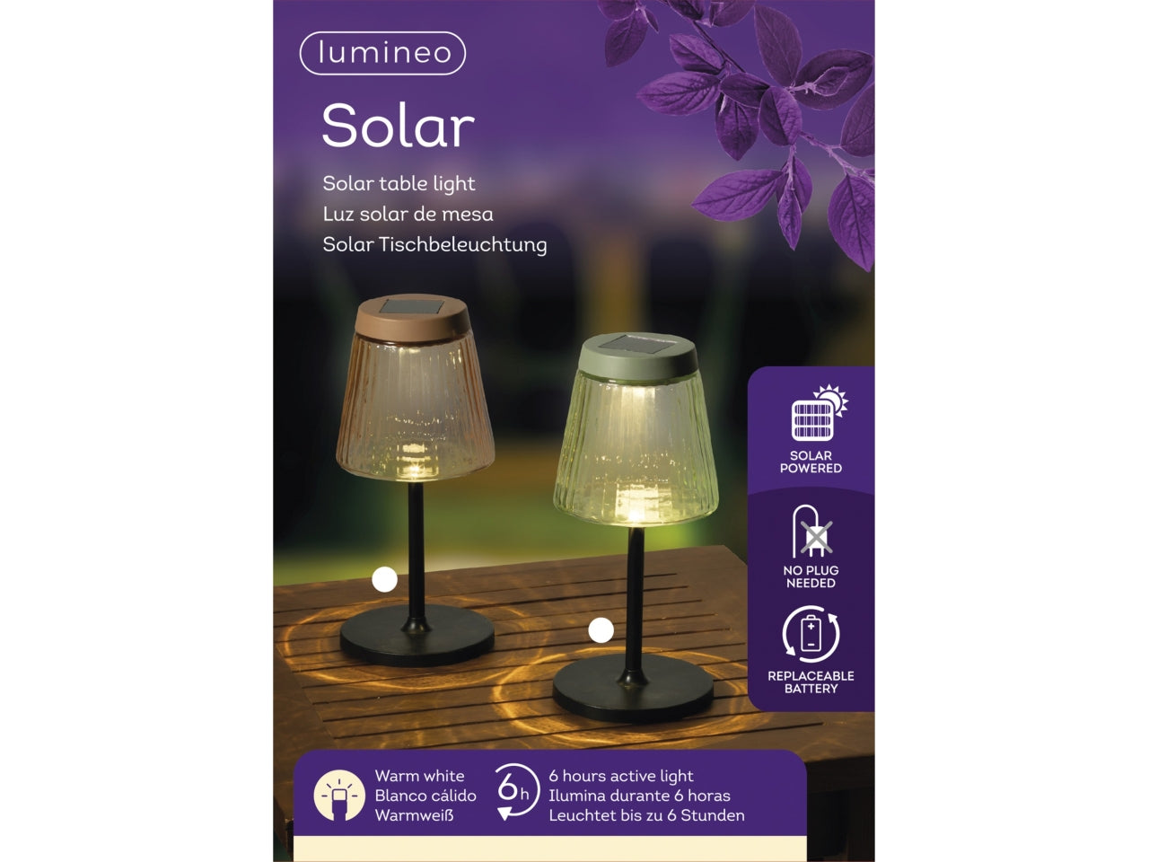 Lampada da tavolo solare 2 assortiti d.11.5xh.25cm