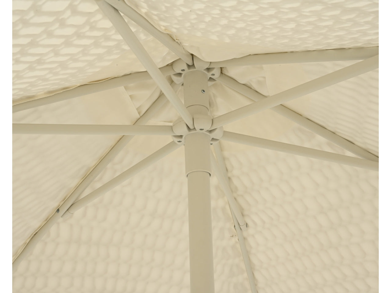 Ombrellone in alluminio con copertura uncinetto bianco d.209xh.220cm