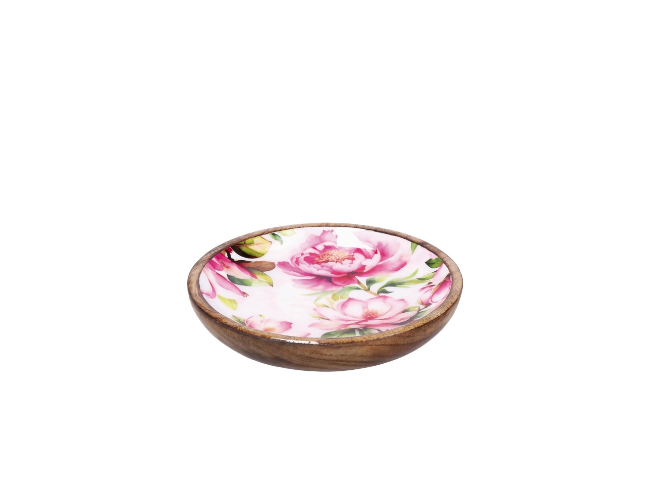 Iole piatto 15cm in legno con decorazione floreale, 2 assortimenti