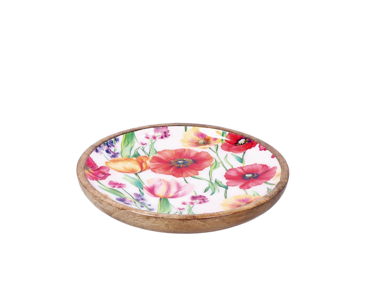 Iole piatto 20cm in legno con decorazione floreale, 2 assortimenti