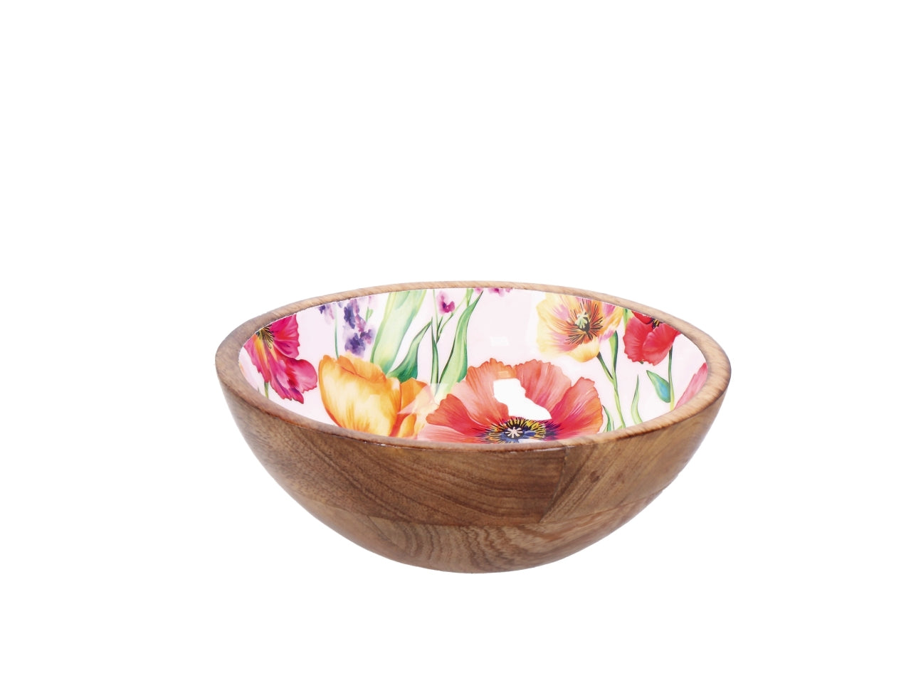 Iole ciotola 20xh.7cm in legno con decorazone floreale, 2 assortimenti