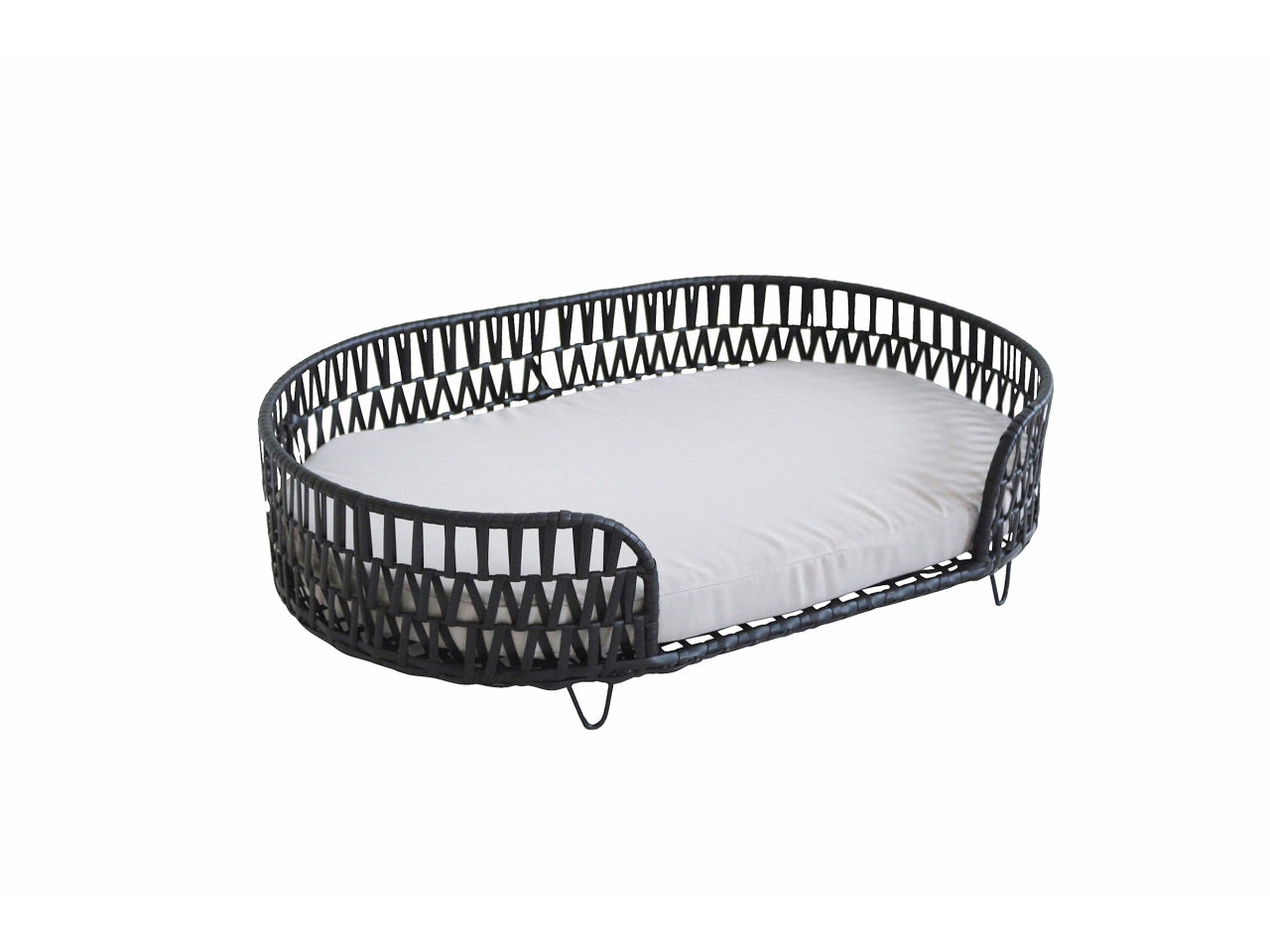 Cuccia lettino ovale nera con cuscino 75x49xh18cm