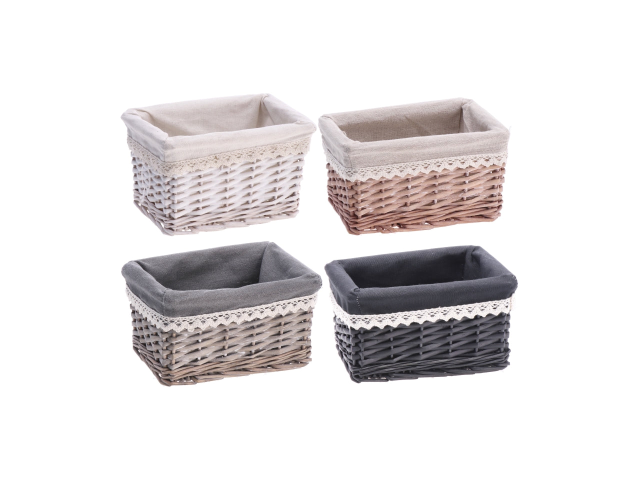 Shiwa cestino rettangolare 20x15xh11cm con interno in tessuto, 4 varianti di colore