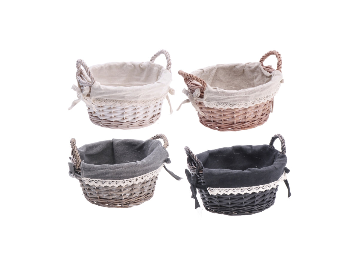 Shiwa cestino tondo d.22xh14cm con interno in tessuto, 4 varianti di colore