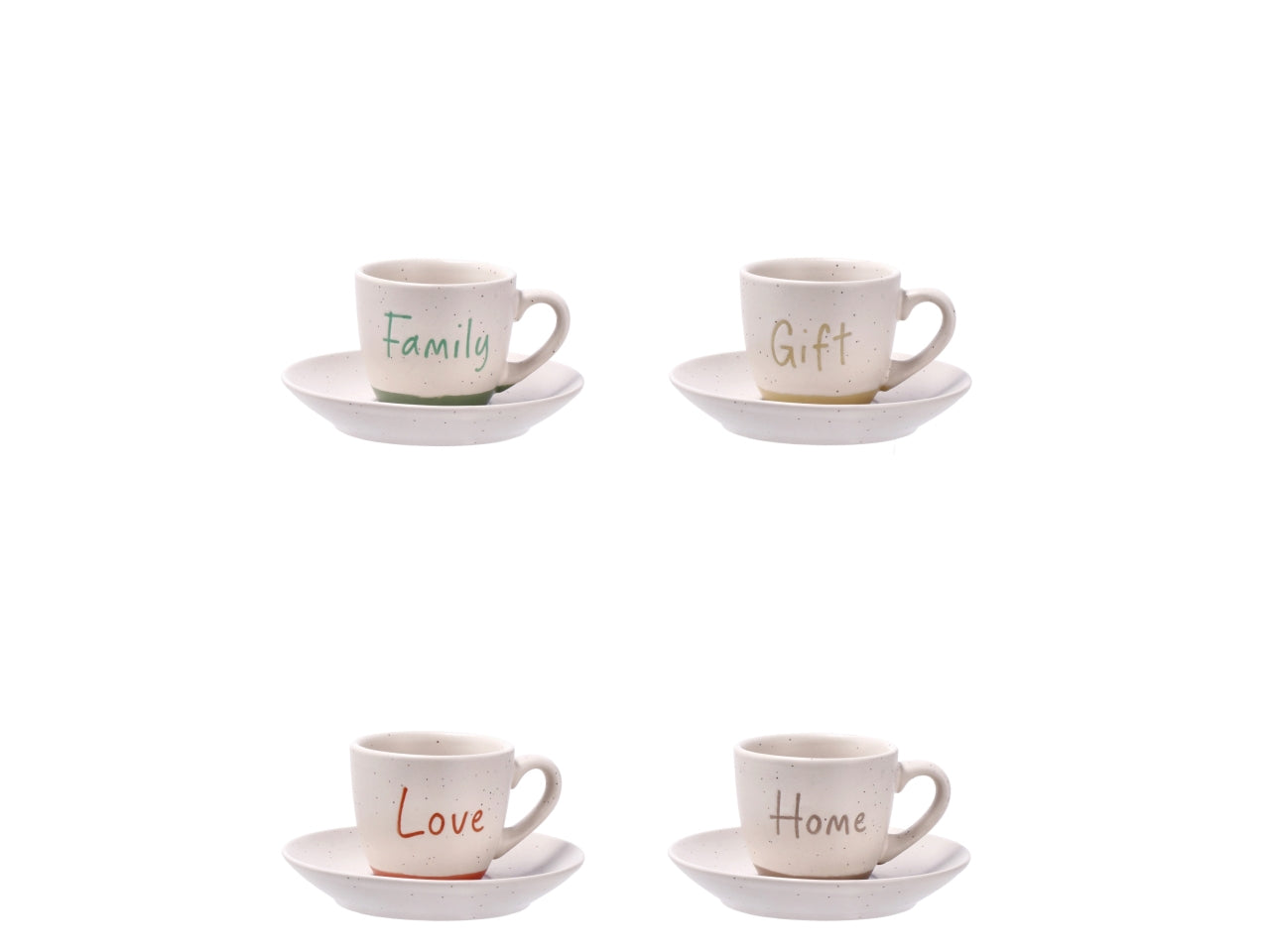 Juna tazzine da caffe' con piattino in confezione da 4 pezzi colori assortiti