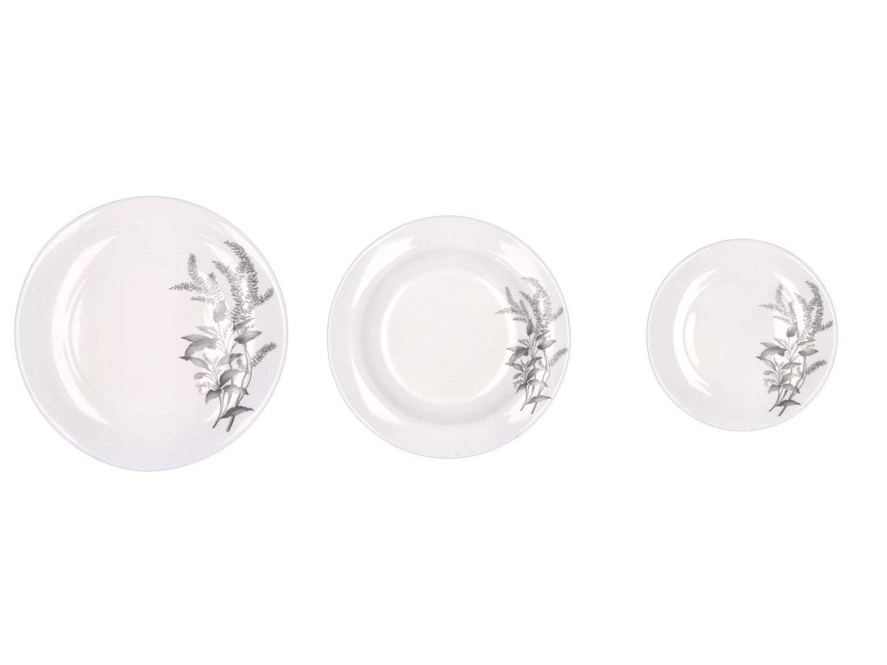 Opale servizio di piatti da 18 pezzi bianco con foglie in 2 assortimenti