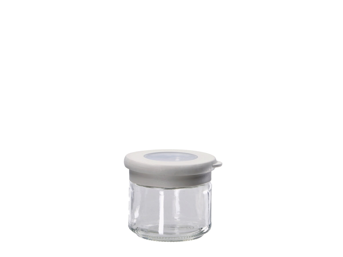 Barattolo in vetro con coperchio 10xh.8cm, 2 colori assortiti