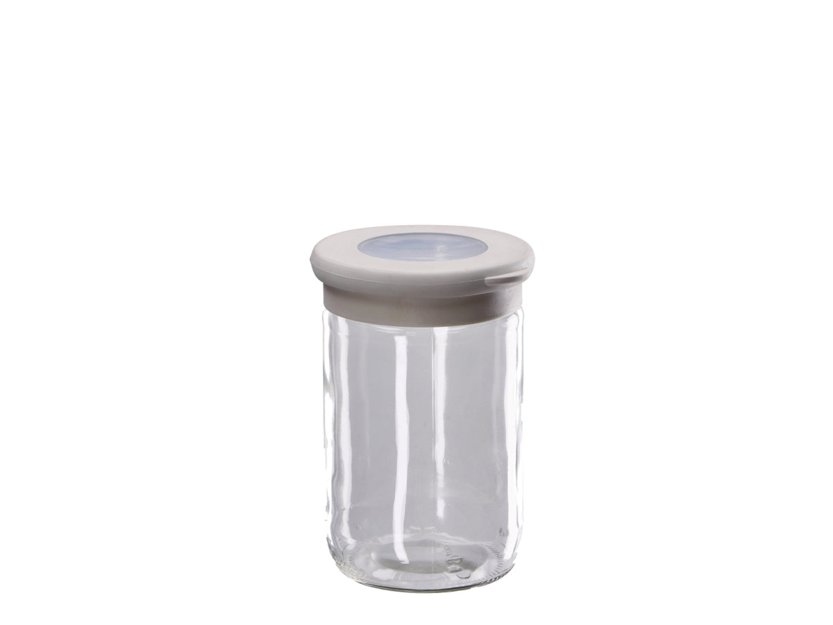 Barattolo in vetro con coperchio 10xh.10cm, 2 colori assortiti