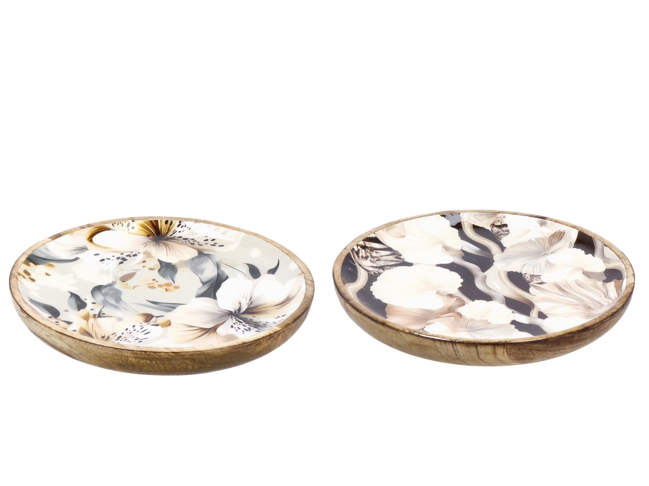 Abel piatto 20cm in legno con decorazione floreale, 2 assortimenti