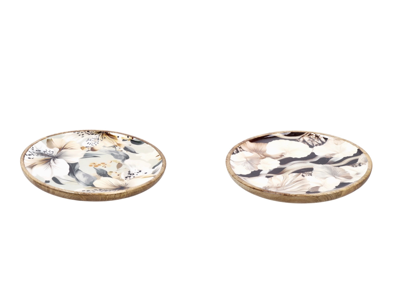 Abel piatto 30cm in legno con decorazione floreale, 2 assortimenti