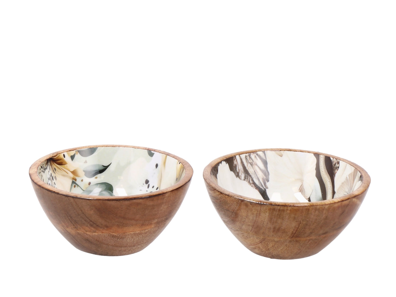 Abel ciotola 13xh.6cm in legno con decorazione floreale, 2 assortimenti