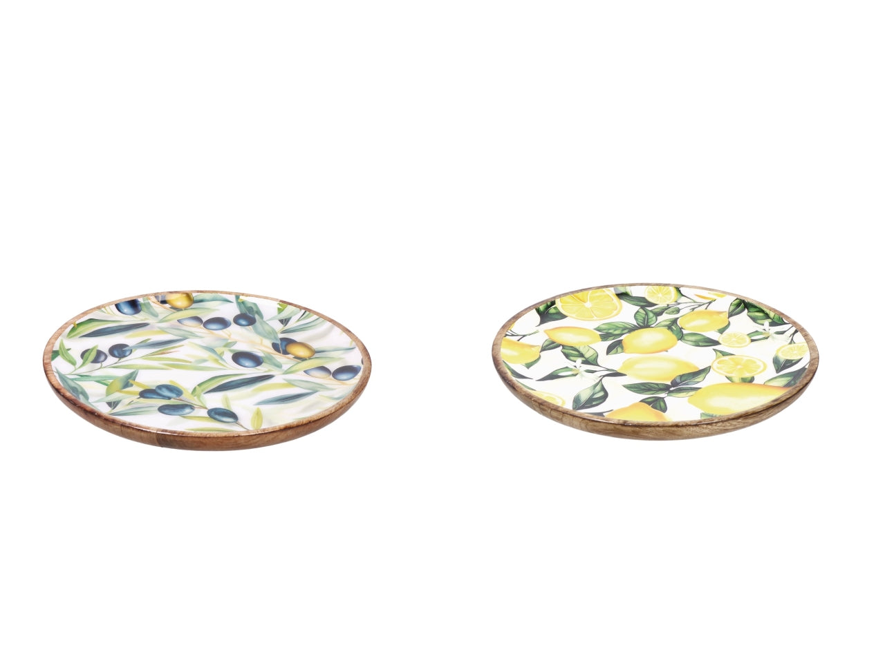 Yari piatto 30cm in legno con 2 decori assortiti