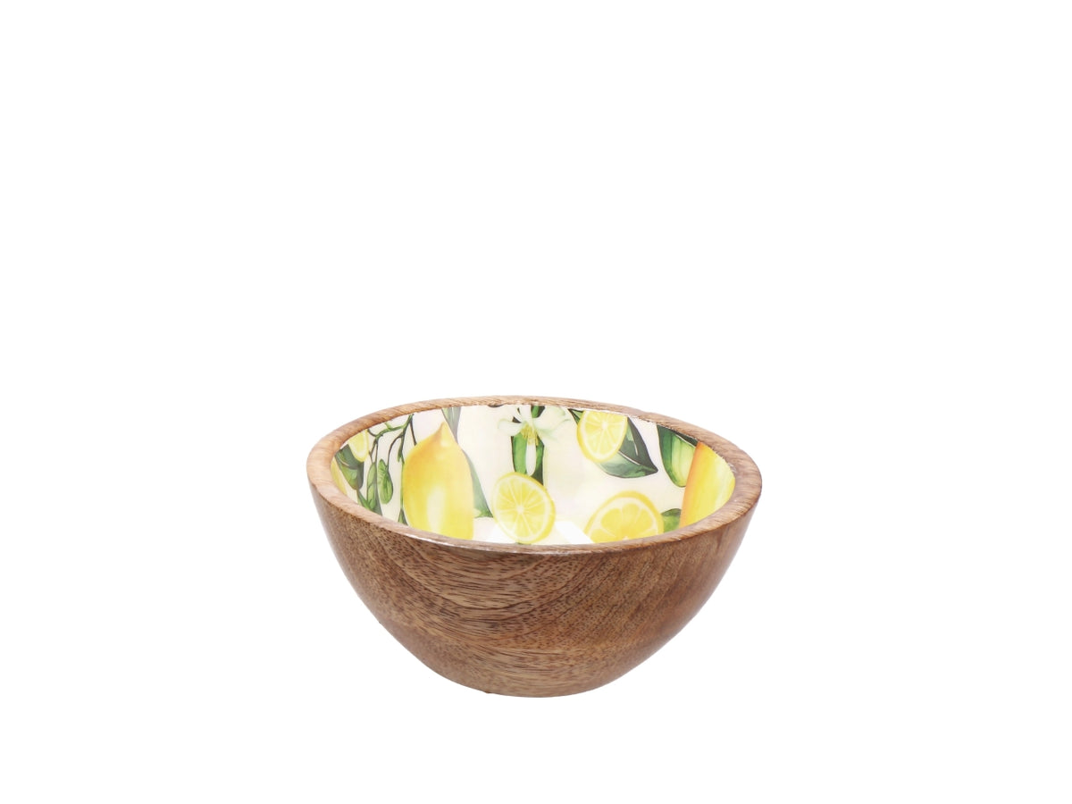 Yari ciotola d.13xh.6cm in legno, 2 decori assortiti
