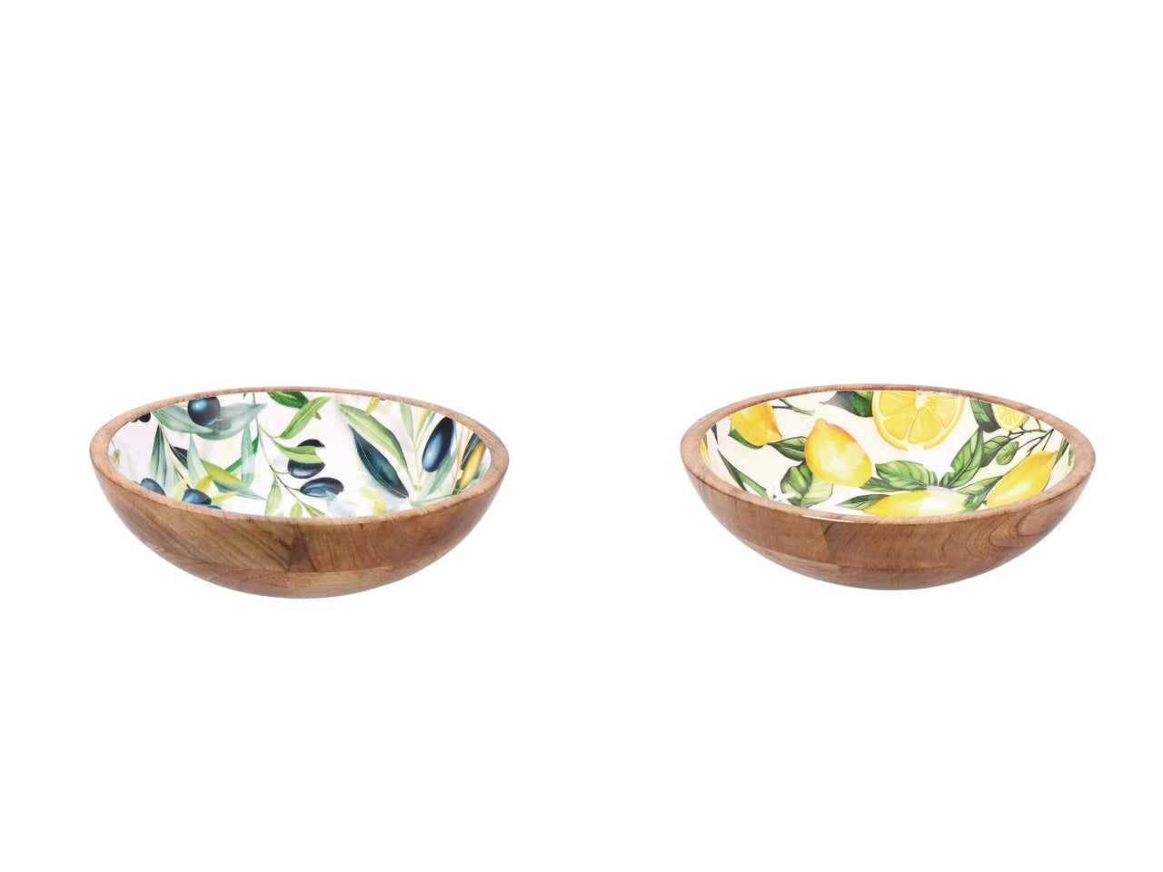 Yari ciotola d.25xh.7cm in legno, 2 decori assortiti