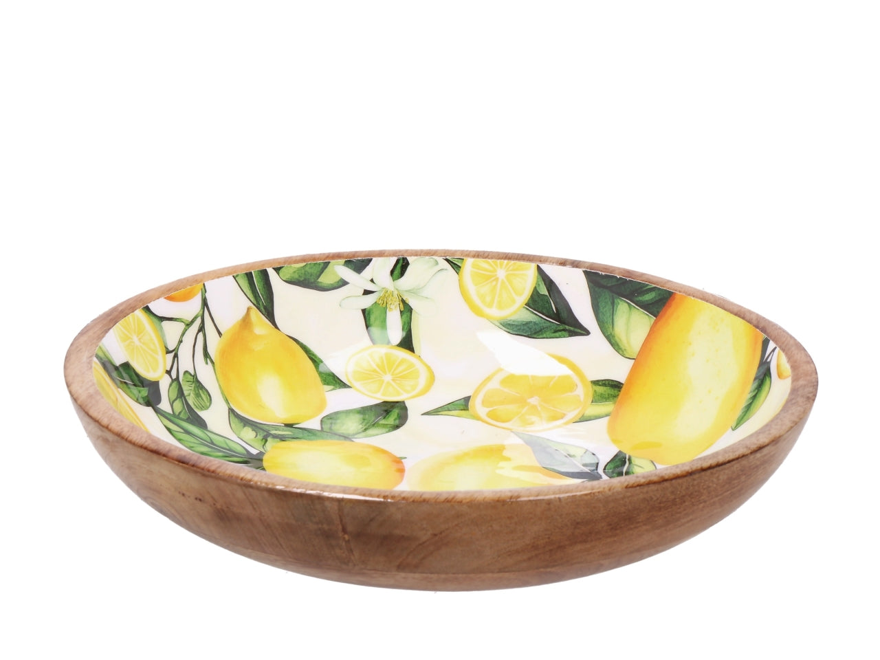 Yari ciotola d.30xh.6cm in legno, 2 decori assortiti