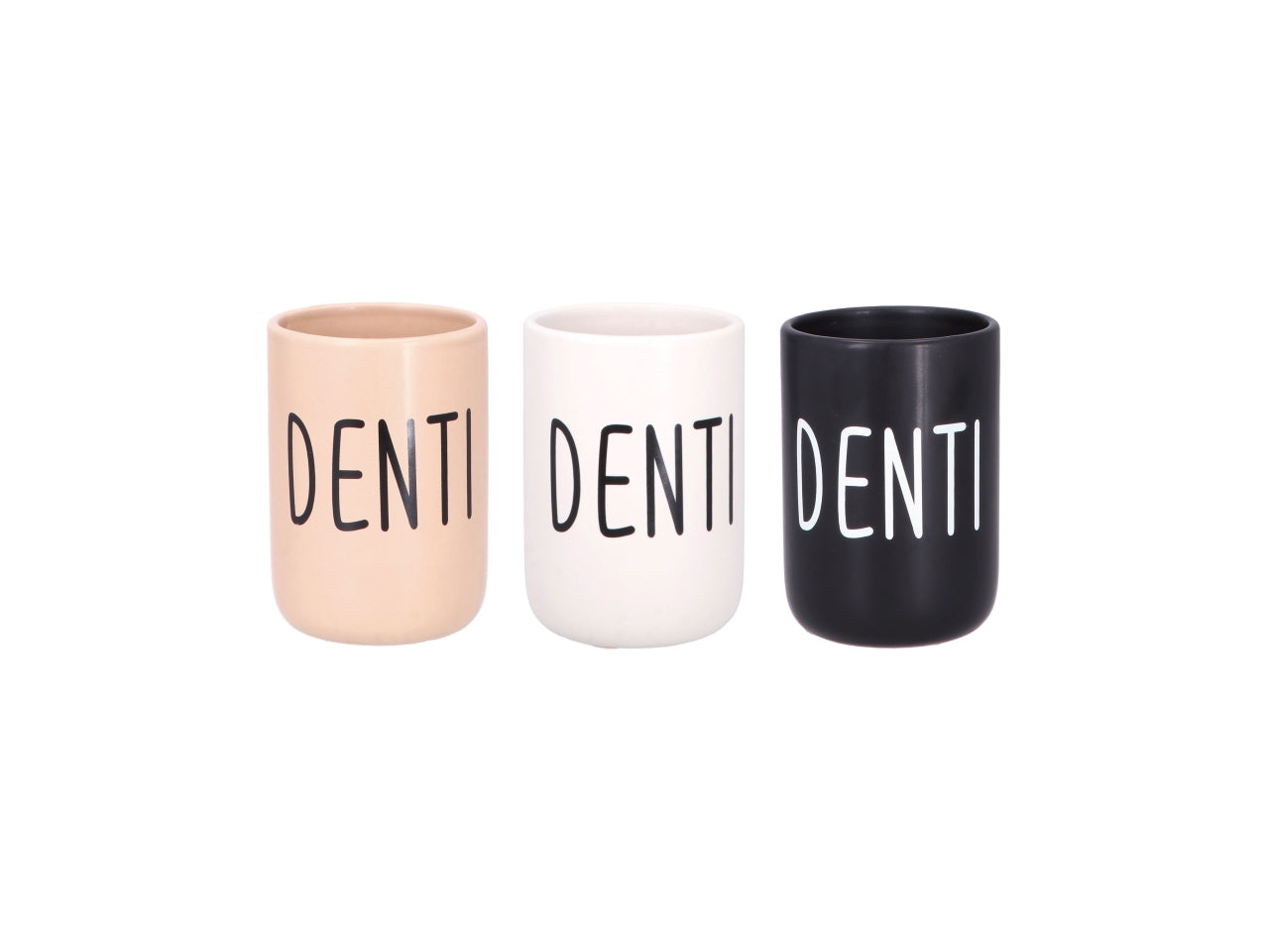 Bicchiere porta spazzolini in ceramica 8xh11cm, 3 assortimenti di colore