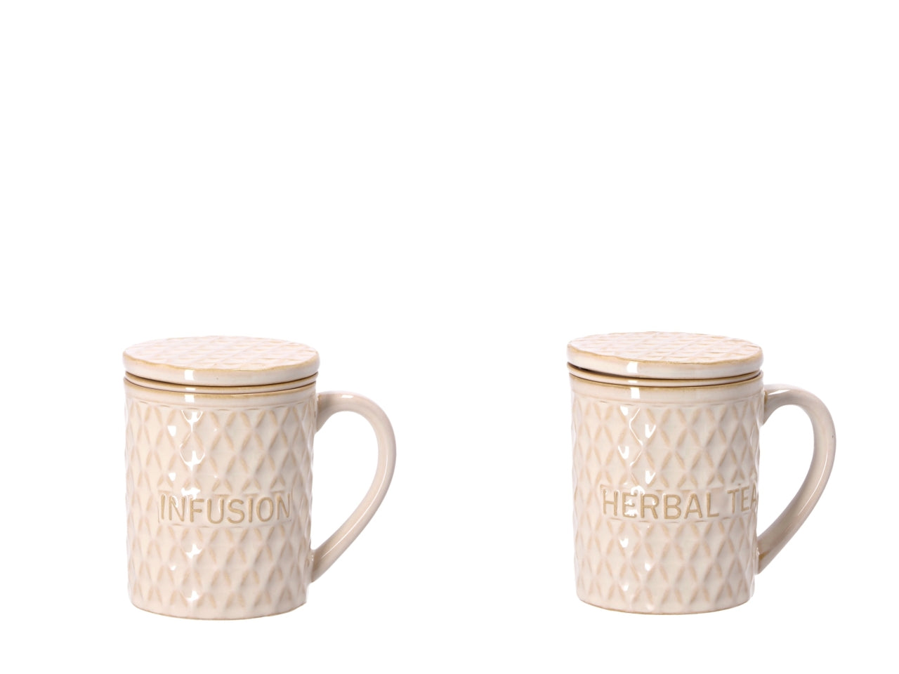 Tisaniera in ceramica con coperchio e filtro 9xh12cm beige, assortiti