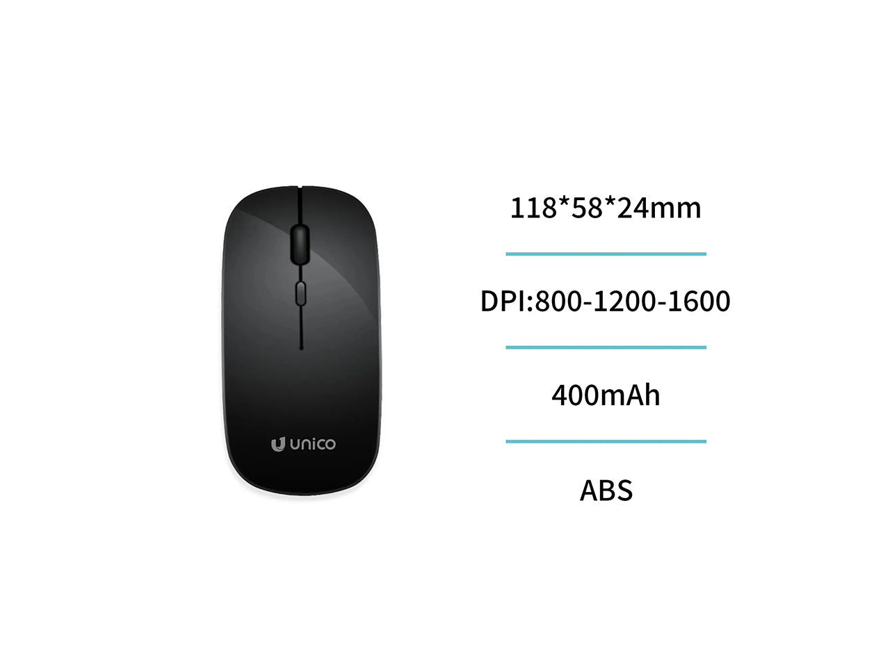 Mouse wireless 4d design estetico nero