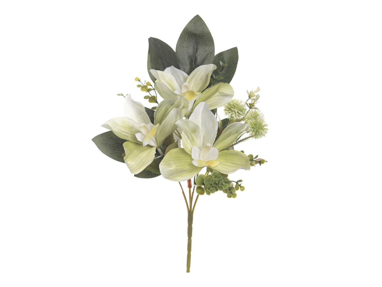 Mazzo cimbydium 33cm con 3 fiori verde chiaro