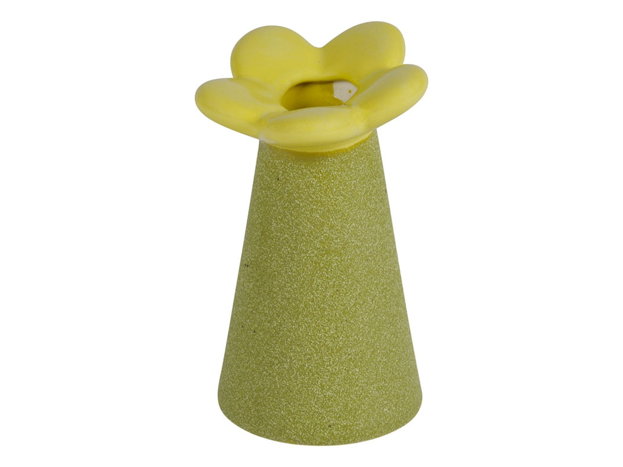 Vaso portafiori a fiore in ceramica d.5,5xh10cm giallo