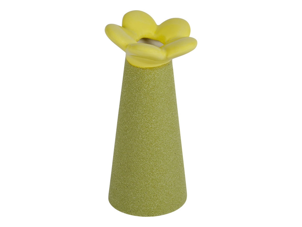 Vaso portafiori a fiore in ceramica d.7xh15cm giallo