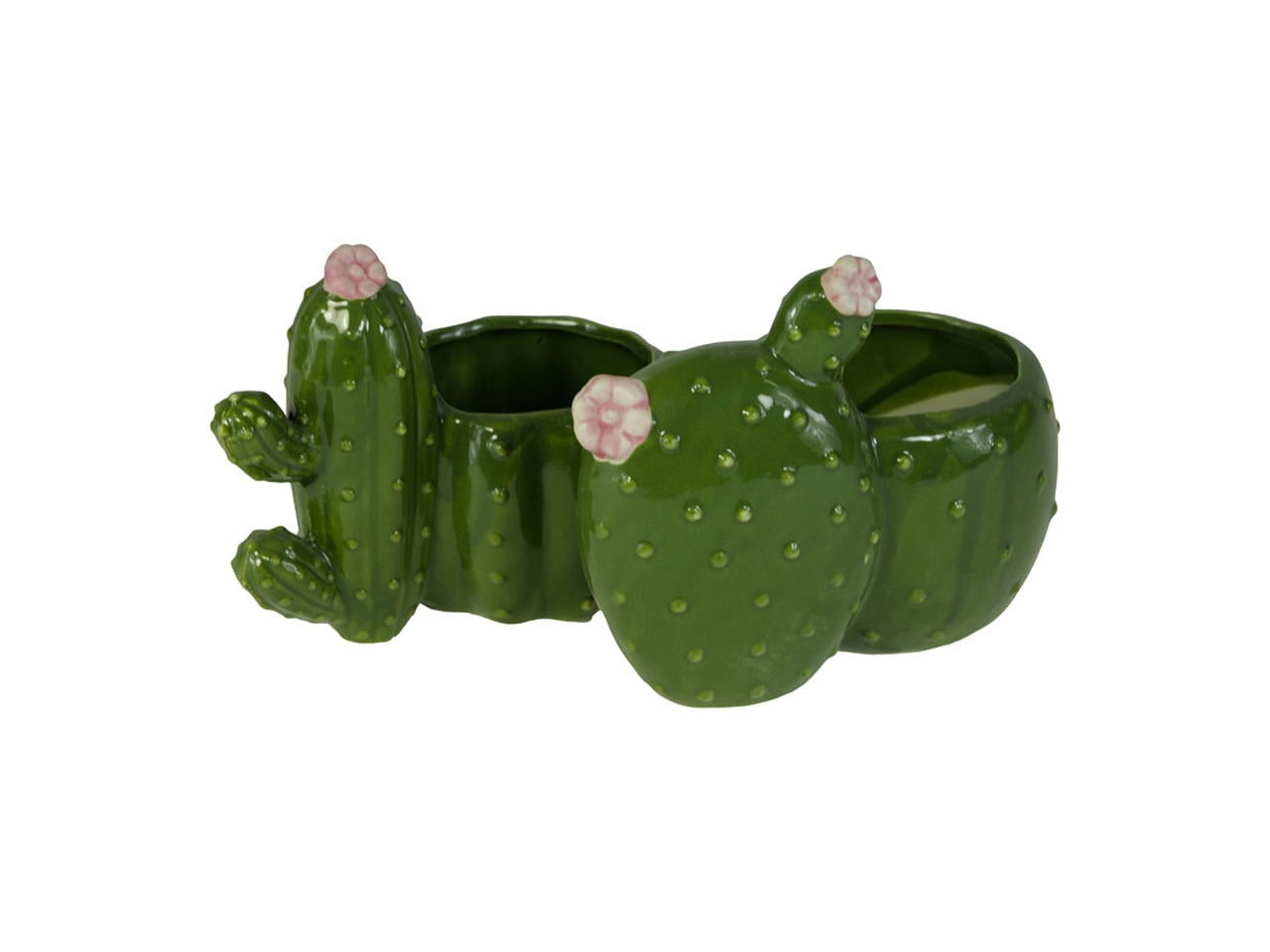 Vaso cactus in ceramica 15x11x11cm verde, 2 modelli assortiti