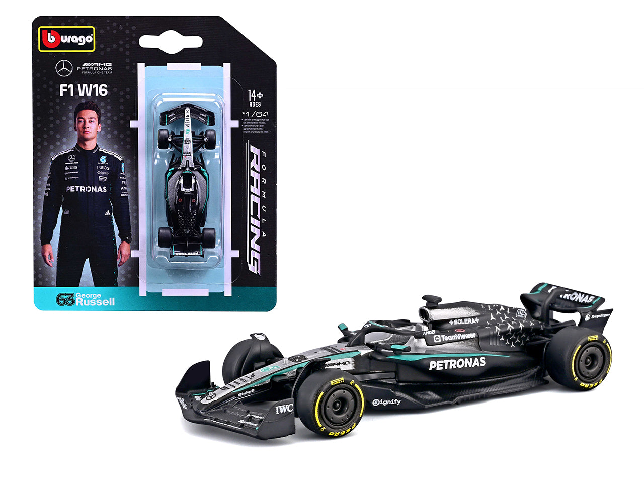 Auto F1 Ferrari W16 Mercedes-Amg 2025 George Russell scala 1:64