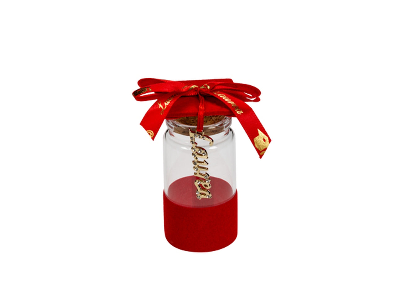 Barattolo portaconfetti con tocco e applicazione laurea 3,5x7cm rosso