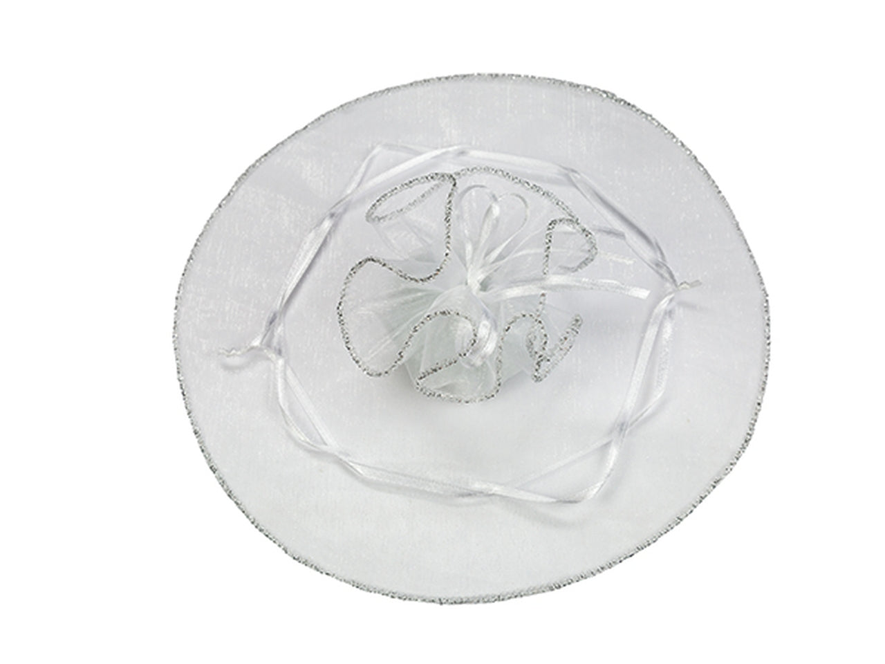 Velo portaconfetti bianco 23cm con tirante argento