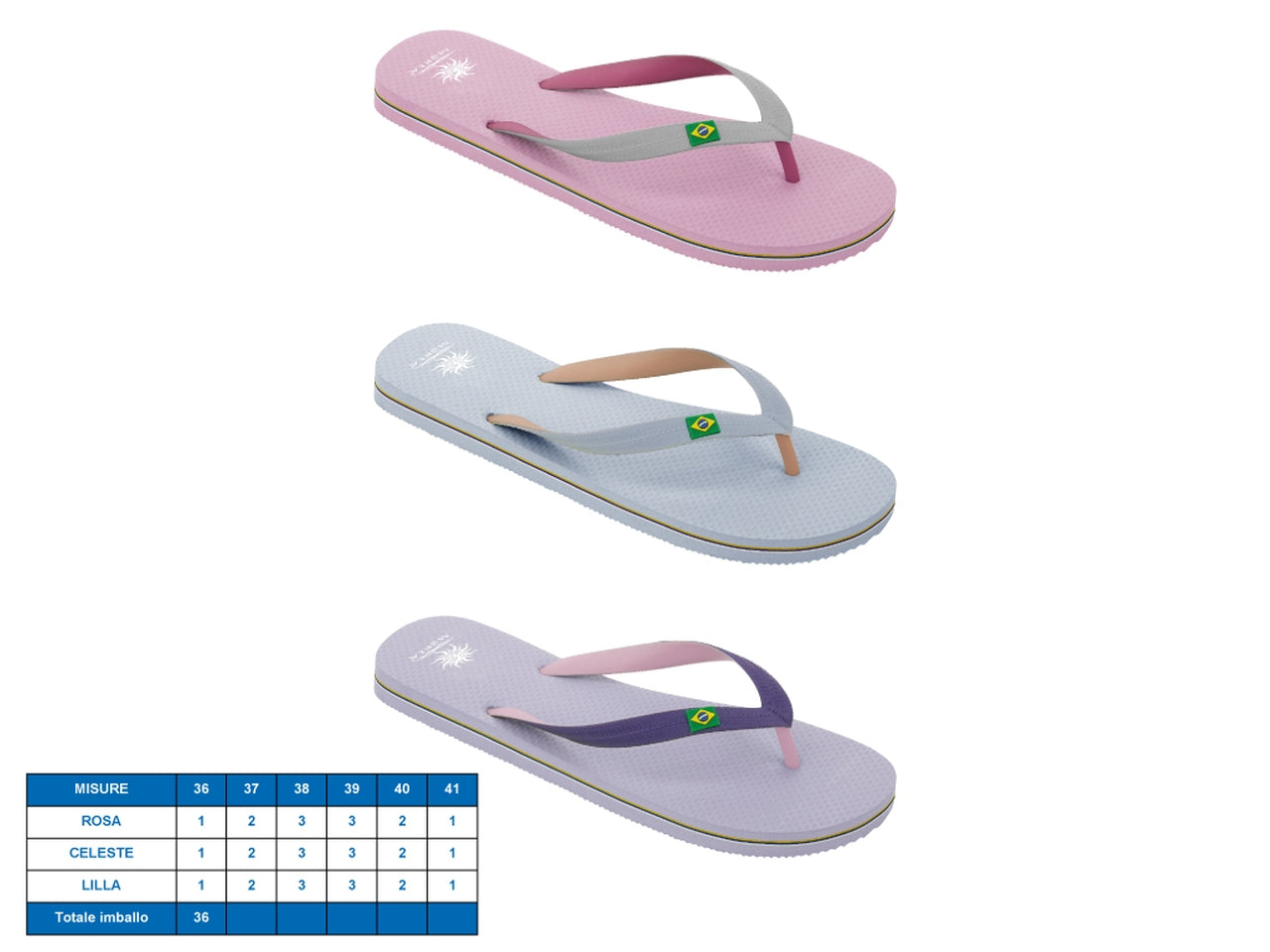 Ciabatta donna virginia tg36-41 3 assortiti