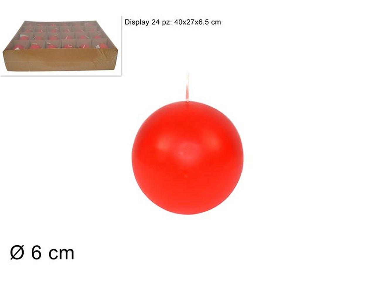 Candela palla D.6cm rossa