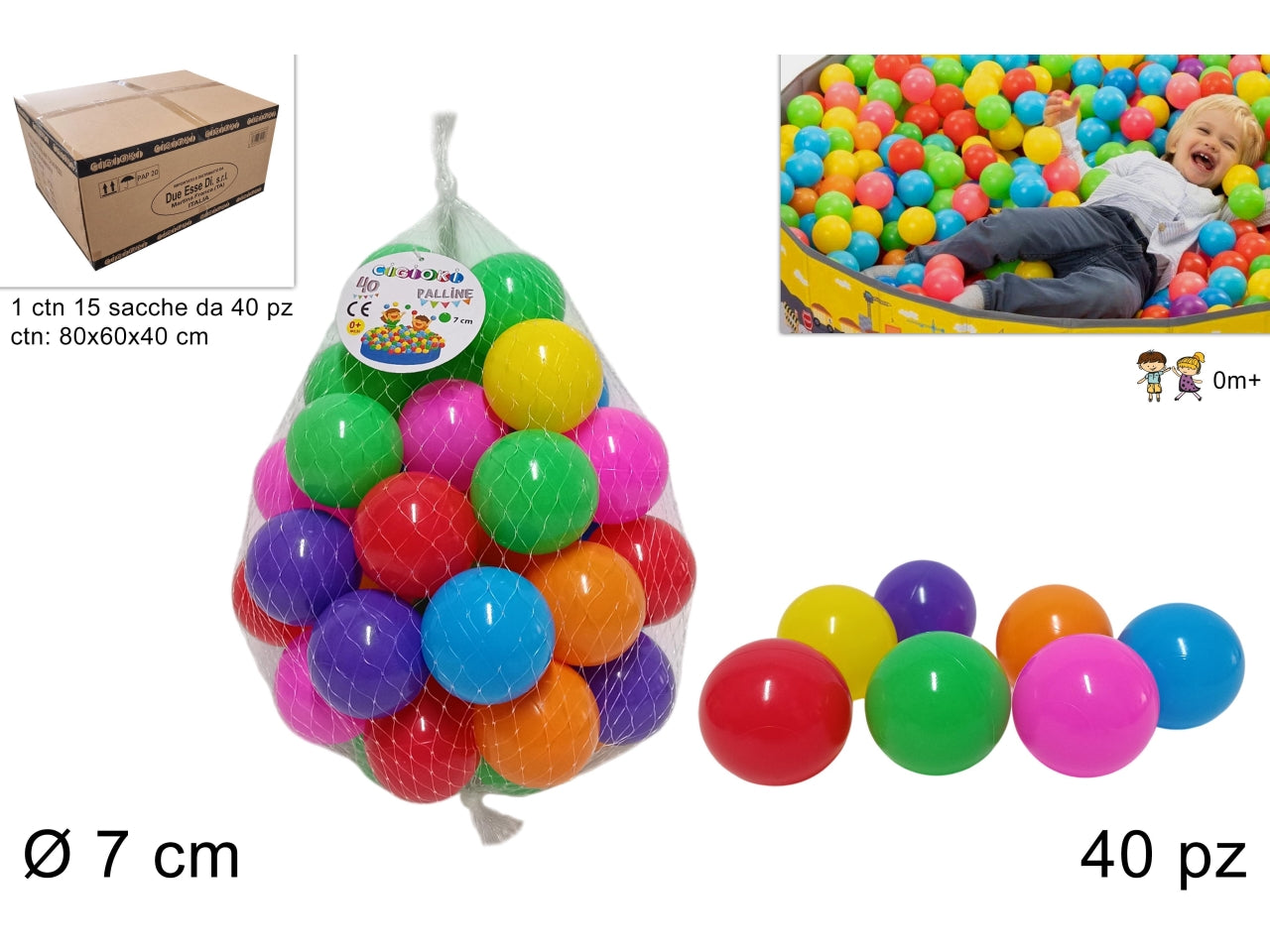 Sacca palline 7 cm la confezione contiene 40 pezzi
